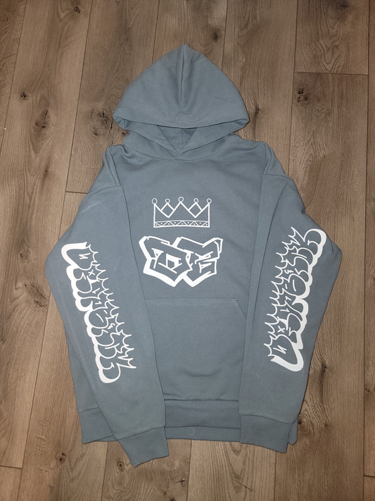 Drop Back Graffiti Hoodie blue/white