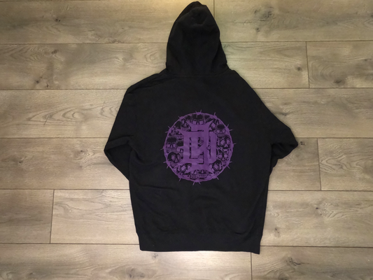 Barbed Wire & Skulls Hoodie -Black/Purple