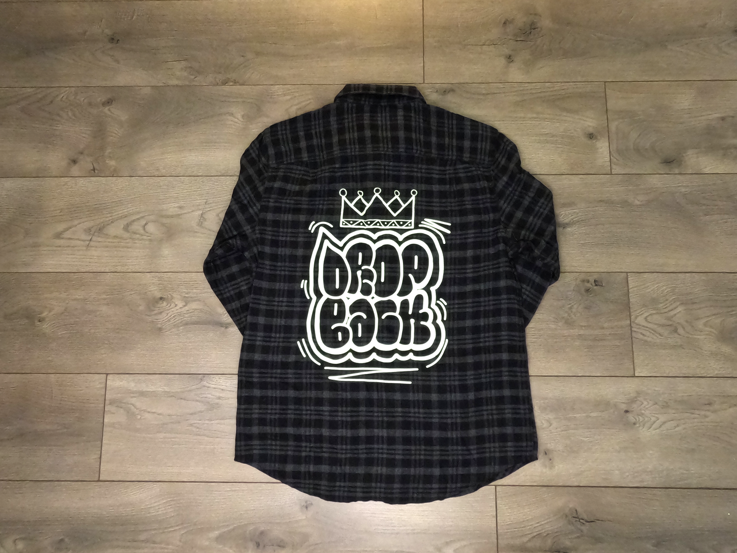 Bubble Letter Flannel - Black/Yellow