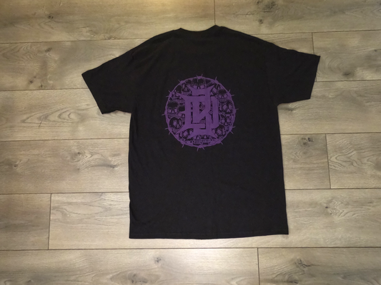 Barbed Wire & Skulls Tee -Black/Purple